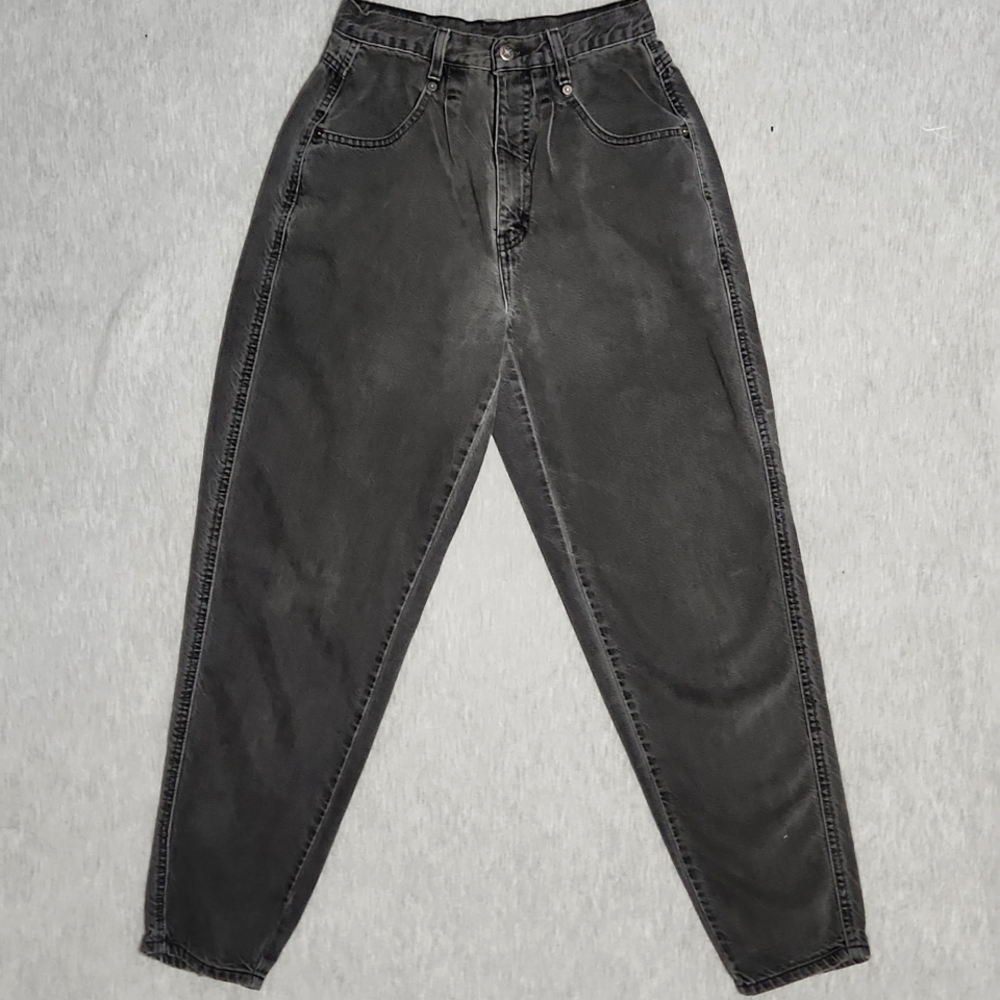 Vintage Brittania Gray Black Denim High Rise Baggy Tapered Leg "Mom" Jeans - Picture 7 of 17